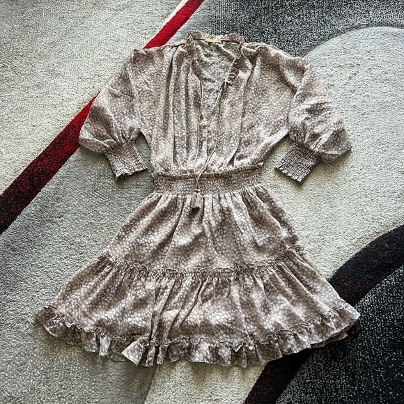 Lovestitch Long Sleeve Sheer Mini A Line Dress - Picture 1 of 4